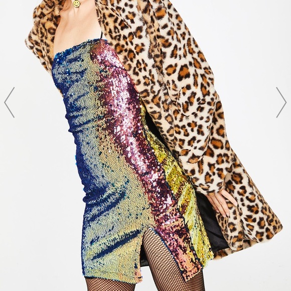 DollsKill Motel OIL SLICK LUCKY DRESS sequins - Picture 2 of 5